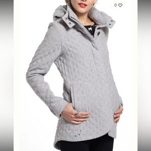 Elevenses Anthropologie Gresham Stitched light gray Quilted Wool Coat Size 2P